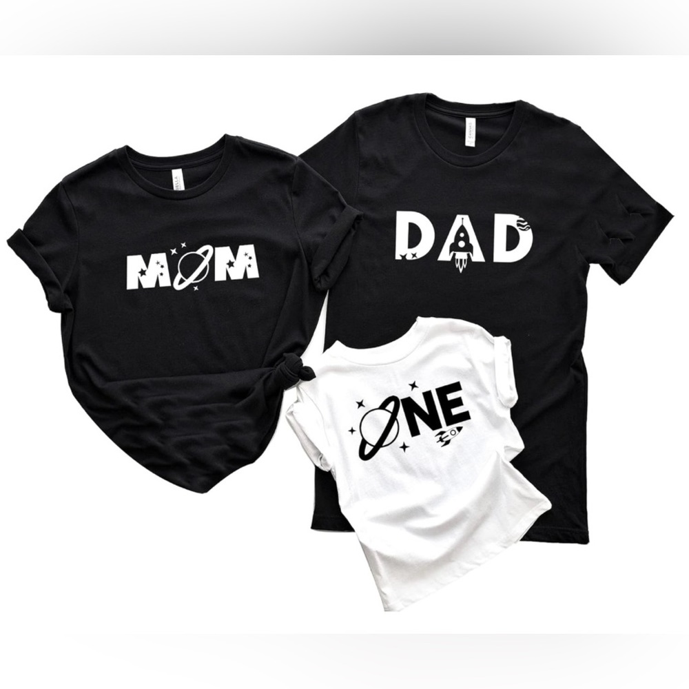 Space Themed Family Tee Shirts - First Birthday - NEW